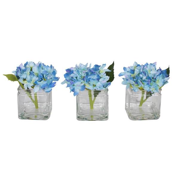 5" Artificial Blue Hydrangea in Cube