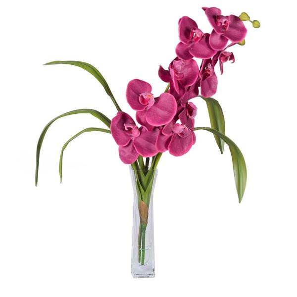 22" Artificial Magenta Orchid in Vase