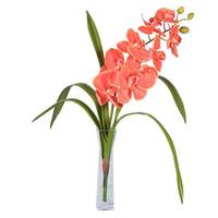 Vickerman 22" Artificial Orange Orchid in Vase