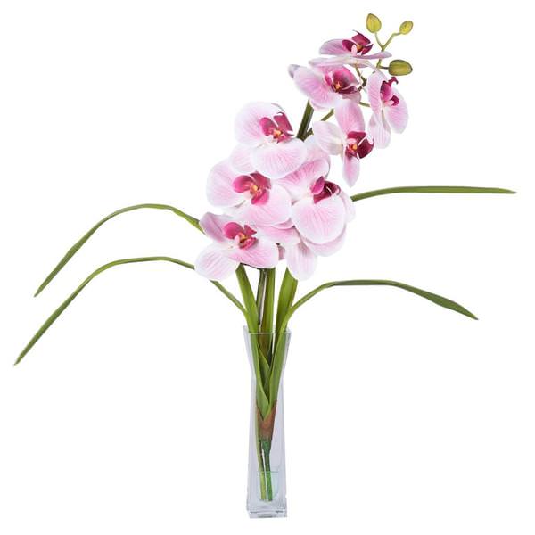 22" Artificial Pink Orchid in Vase
