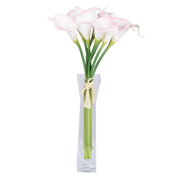 15" Artificial Pink Calla Lily Bunch in Acrylic Water