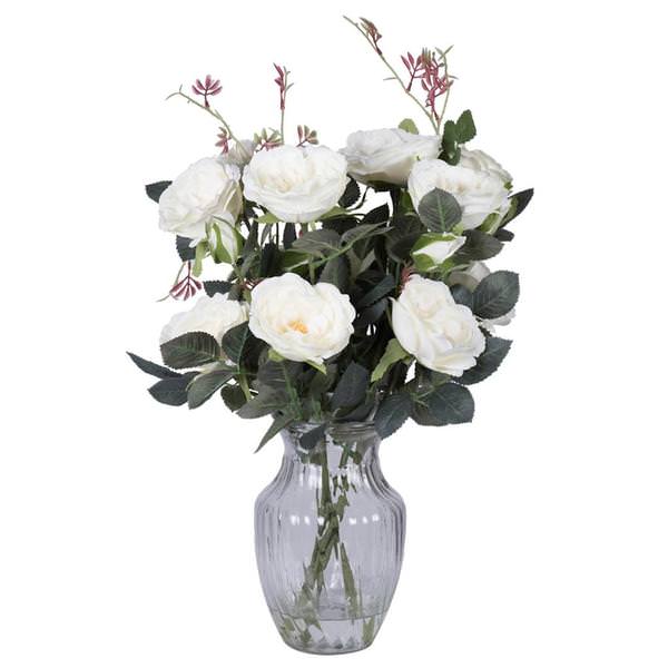 18.5" Artificial White Roses in Acrylic Water