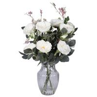 Vickerman 18.5" Artificial White Roses in Acrylic Water