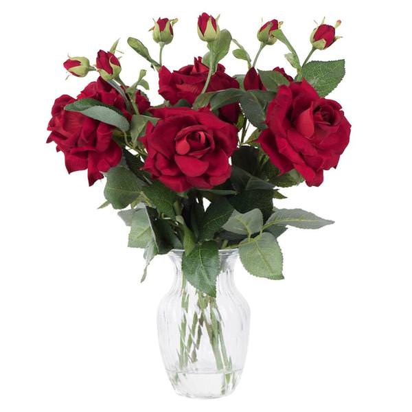 21" Artificial Red Rose in Glass Vase with Acrylic Water
