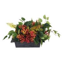 Vickerman 12" Artificial Mixed Greenery With Rectangle Container