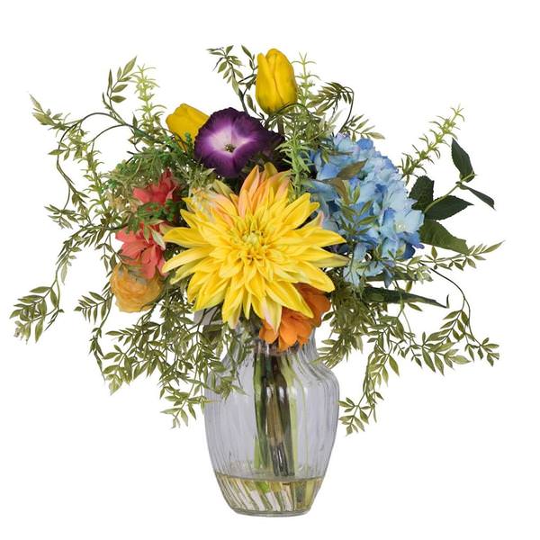 14" Artificial Dahlias Spring Mix in Acrylic Water