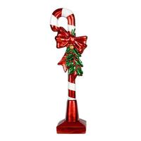 Vickerman 37" Red and White Candy Cane with Red Bow, Bell, and Holly Figure