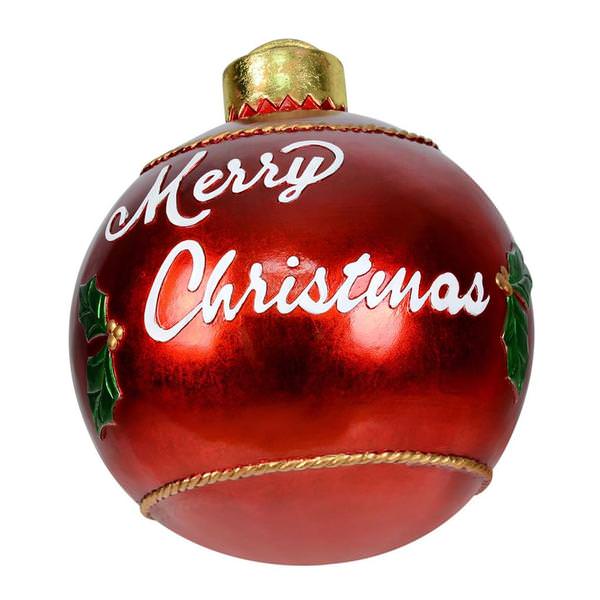 17" Red Merry Christmas Ball Ornament