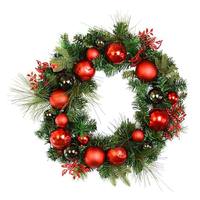 Vickerman 24" Artificial Mixed Green Decorated Wreath