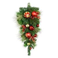 Vickerman 30" Artificial Mixed Green Decorated Teardrop
