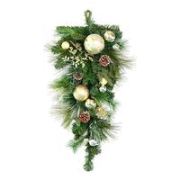 Vickerman 30" Artificial Mixed Green Decorated Teardrop