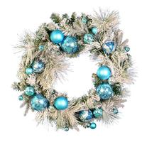 Vickerman 30" Artificial Flocked Mixed Needle Decorated Wreath