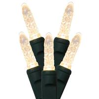 Vickerman 70 Light 24' Green Wire Warm White M5 Faceted LED String Light Set with 4" Spacing