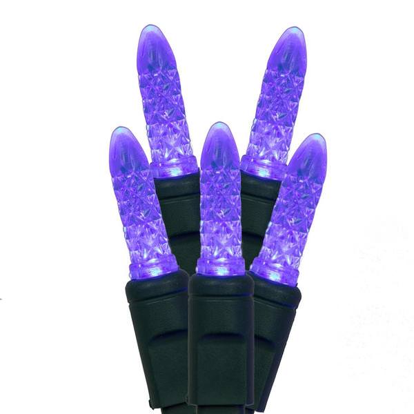 70 Light 24' Green Wire Blue Faceted LED String Light Set with 4" Spacing
