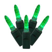 Vickerman 70 Light 24' Green Wire Green M5 Faceted LED String Light Set with 4" Spacing