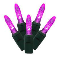 Vickerman 70 Light 24' Green Wire Purple M5 Faceted LED String Light Set with 4" Spacing