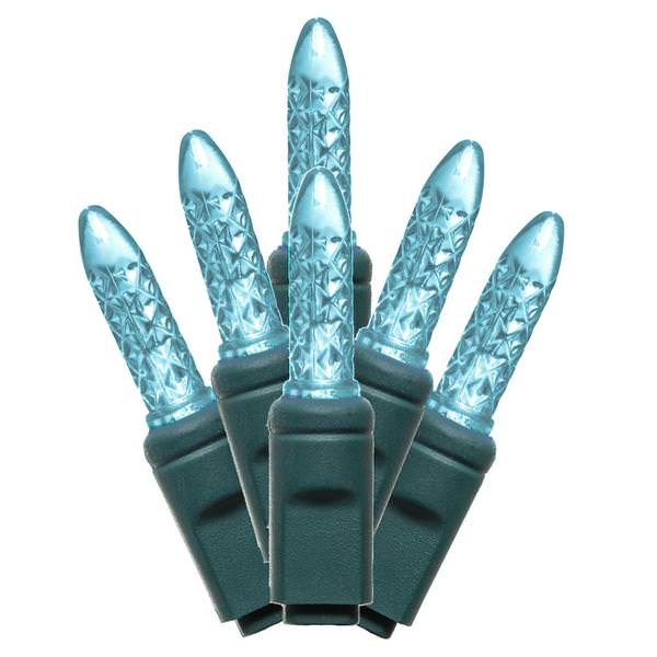 70 Light 24' Green Wire Turquoise M5 LED Light String with 4" Spacing