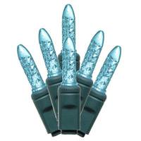 Vickerman 70 Light 24' Green Wire Turquoise M5 LED Light String with 4" Spacing