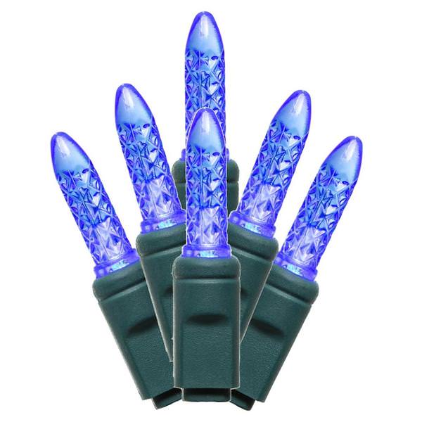 70 Light 24' Green Wire Blue Twinkle LED M5 with 4" Spacing