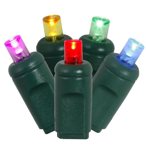 70 Light 24' Green Wire Multi Color Wide Angle LED Christmas Light Set