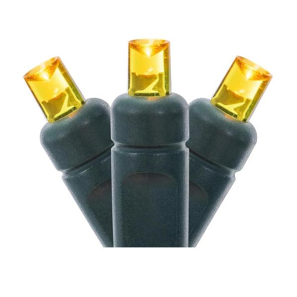 70 Light 24' Green Wire Yellow Wide Twinkle LED String Light Set with 4" Spacing