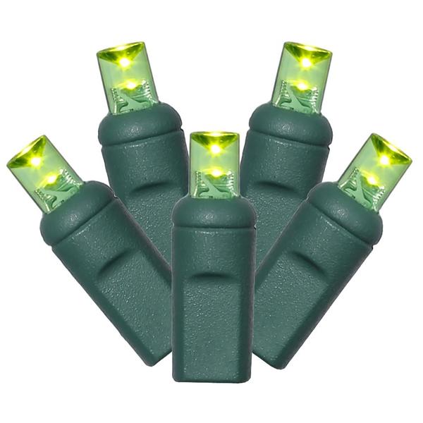 70 Light 24' Green Wire Lime Wide Twinkle LED String Light Set with 4" Spacing