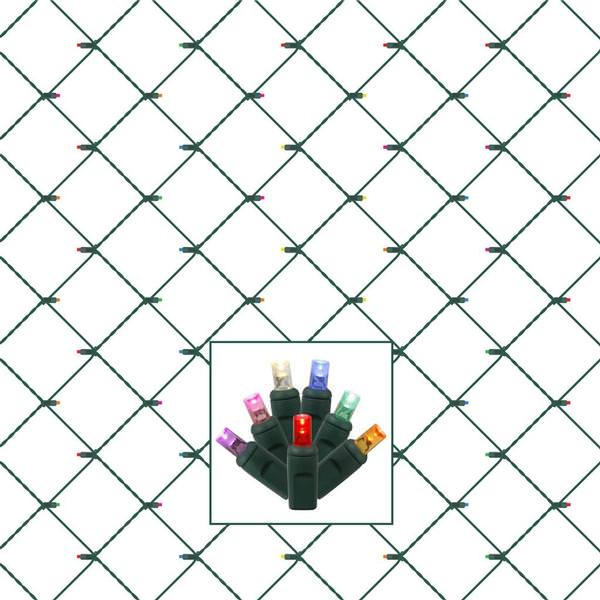 120 Light 4'x6' Green Wire Multi-Color Wide Angle Twinkle LED Net Set