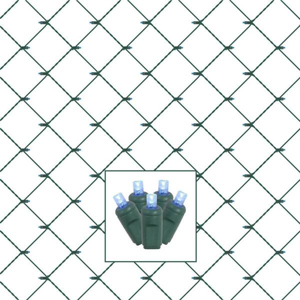 120 Light Green Wire Blue 6' x 4' Wide Angle Twinkle LED Net Light String