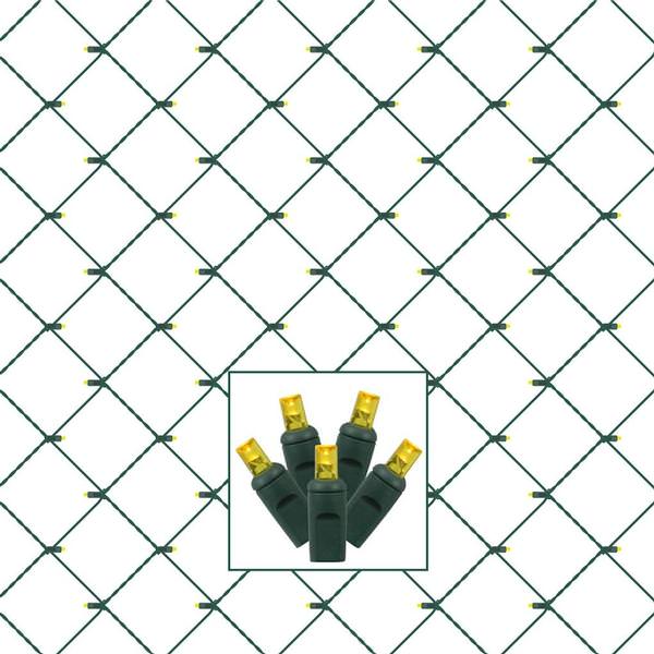 120 Light 4'x6' Green Wire Gold Wide Angle Twinkle LED Net Style Christmas Light String Set
