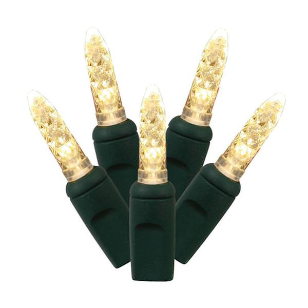 70 Light 24' Green Wire Warm White LED M5 Miniature String with 4" Spacing