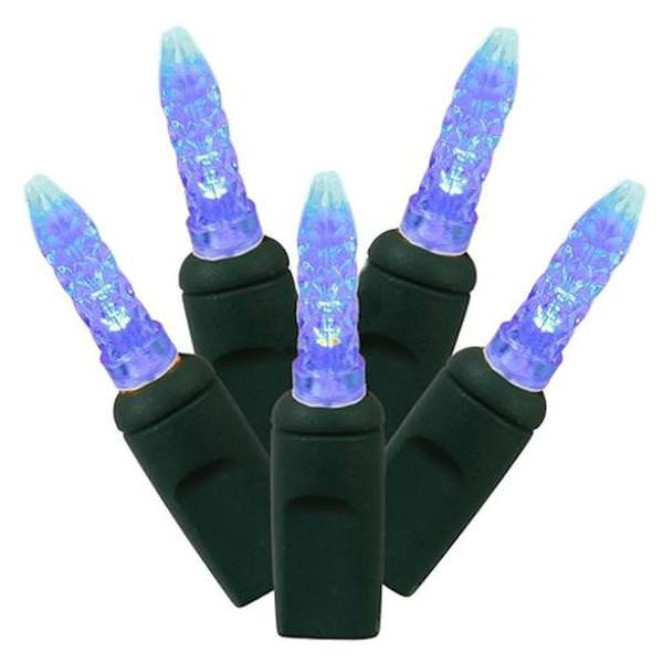 70 Light 9' Green Wire Blue Twinkle LED Icicle Light String with 3.5" Spacing
