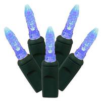 Vickerman 70 Light 9' Green Wire Blue Twinkle LED Icicle Light String with 3.5" Spacing