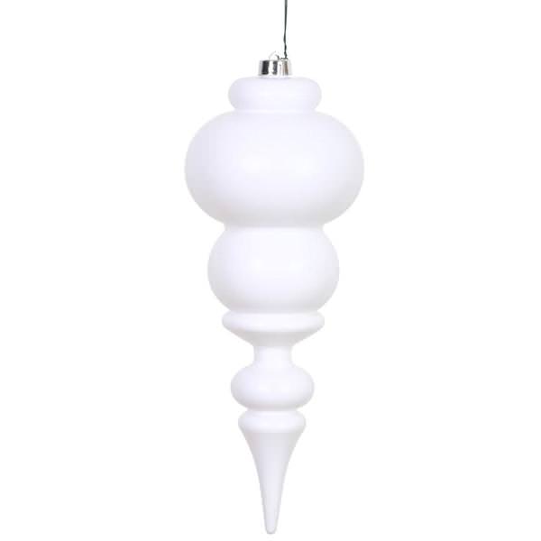 14" White Matte Finial Ornament