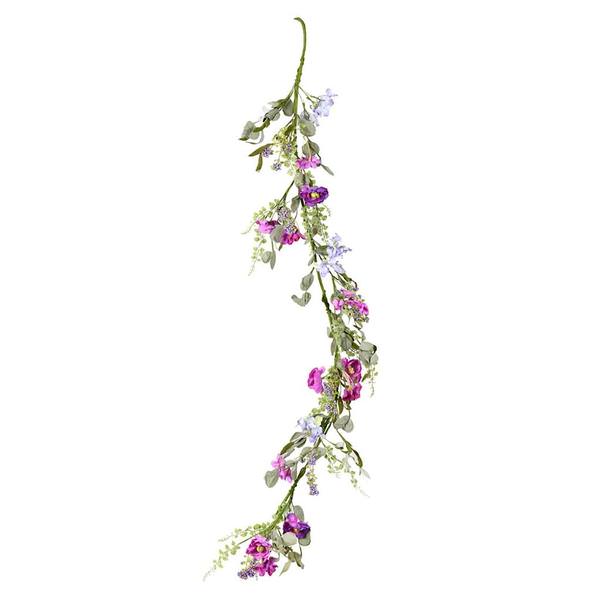 5' Artificial Mixed Purple Floral Garland