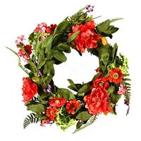 Vickerman 22" Artificial Coral / Orange / Green / Yellow / Purple Floral Wreath