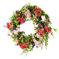 Vickerman 22" Artificial Pink / White Floral Wreath