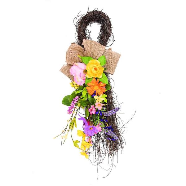 28" Artificial Bright Mixed Floral Teardrop