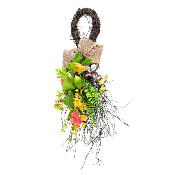 28" Artificial Yellow Mixed Floral Teardrop