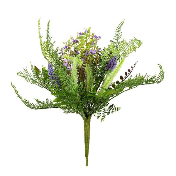 12" Artificial Green/Purple Maytime Bouquet Stem Bundle