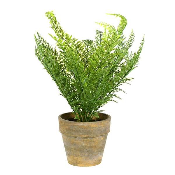 19" Artificial Green Lace Fern Bush in Container