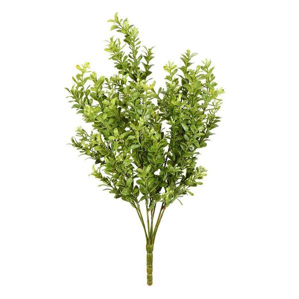 17.5" Artificial Green Boxwood Moderne Bush