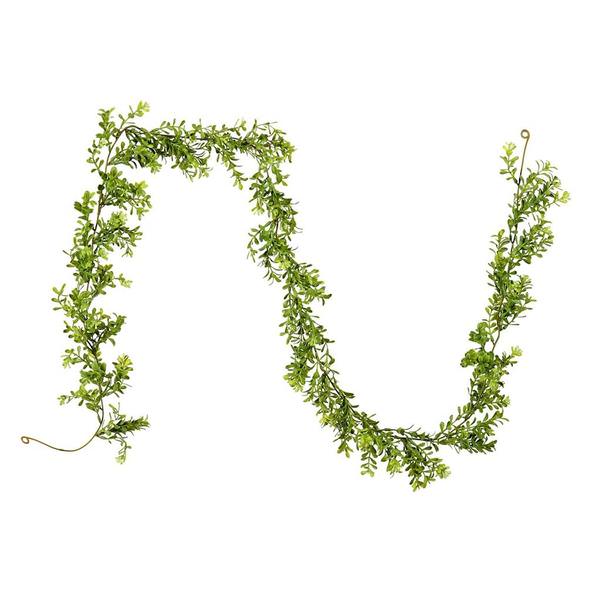 6' Artificial Green Boxwood Moderne Garland