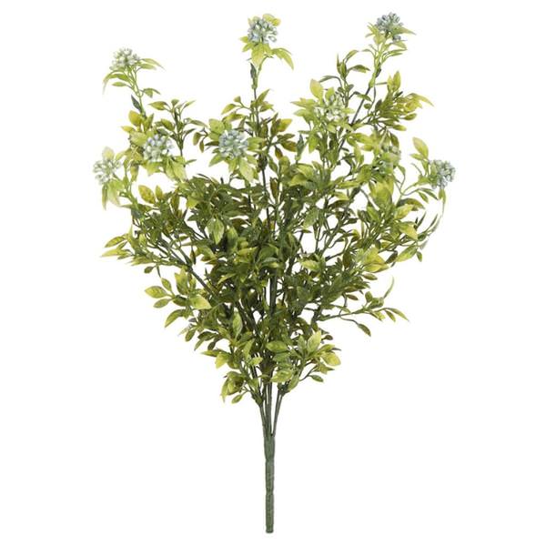 17" Artificial Green Pea Leaf White Berry Spray (2 pack)