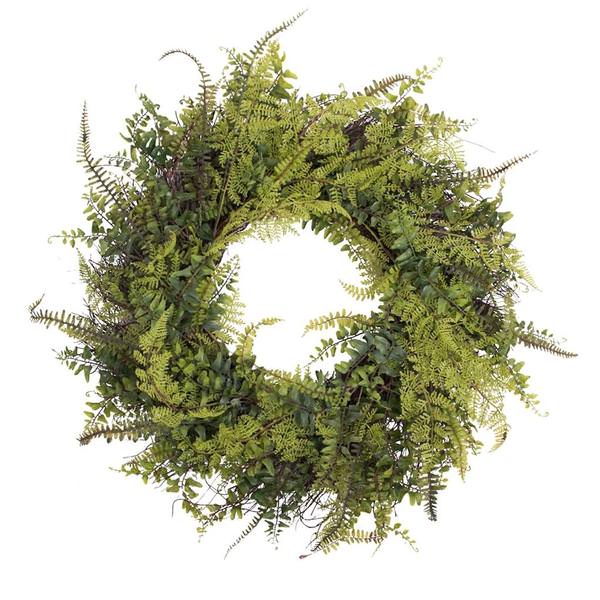 22" Artificial Green Fern Wreath
