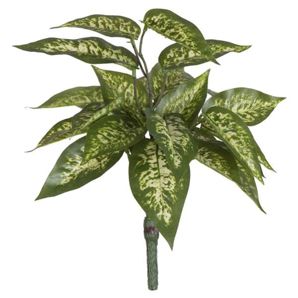 11" Artificial Green Dieffenbachia Bush (3 pack)