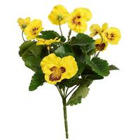 View 10" Artificial Yellow Pansy Bush (4 pack)