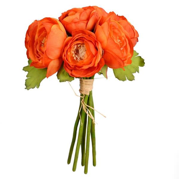 9" Artificial Mini Orange Ranunculus Bundle (3 pack)