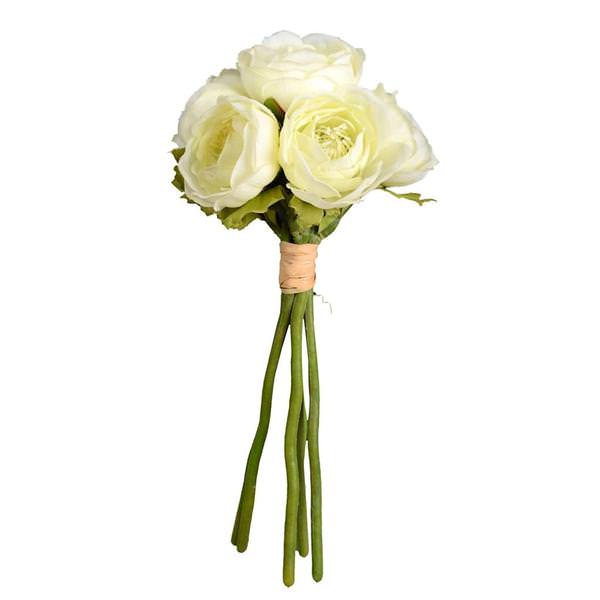 9" Artificial Mini White Ranunculus Bundle (3 pack)