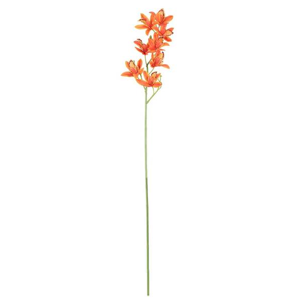 32" Artificial Orange Orchid Stem (6 pack)