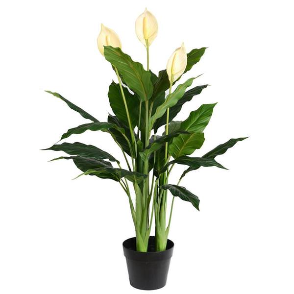 37" Artificial Potted Green Peace Lily Plant
